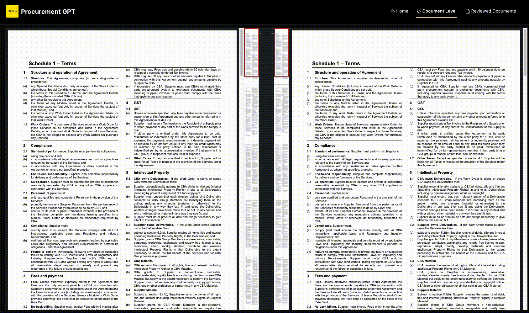 procurement GPT similar sections A gif of procurement GPT finding similar sections of two separate documents